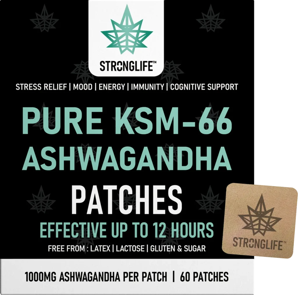 Ashwagandha KSM-66 Patches Stronglife Transdermal Patches Mockup with Patch