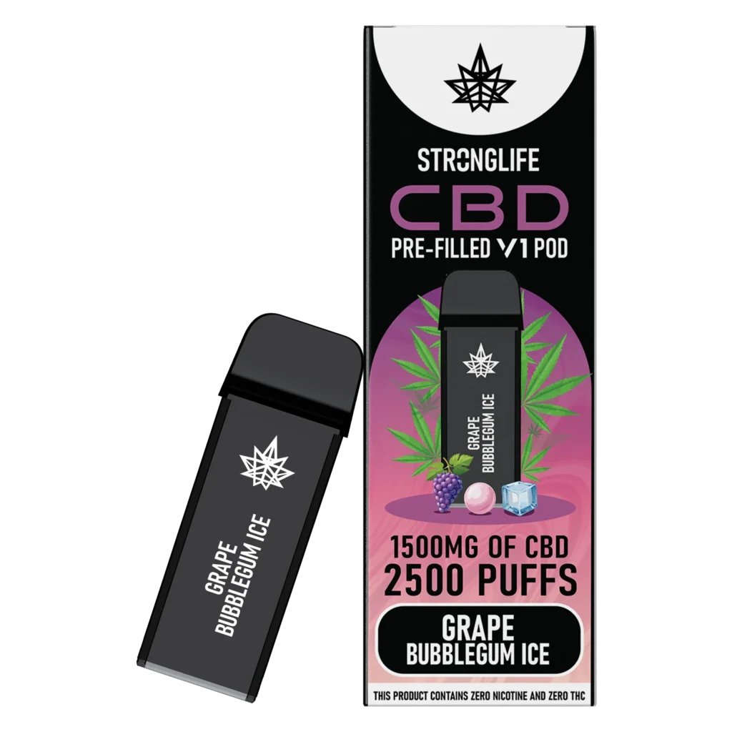 Stronglife CBD Vape Pods CBD Pod Vapes Grape Bubblegum Ice