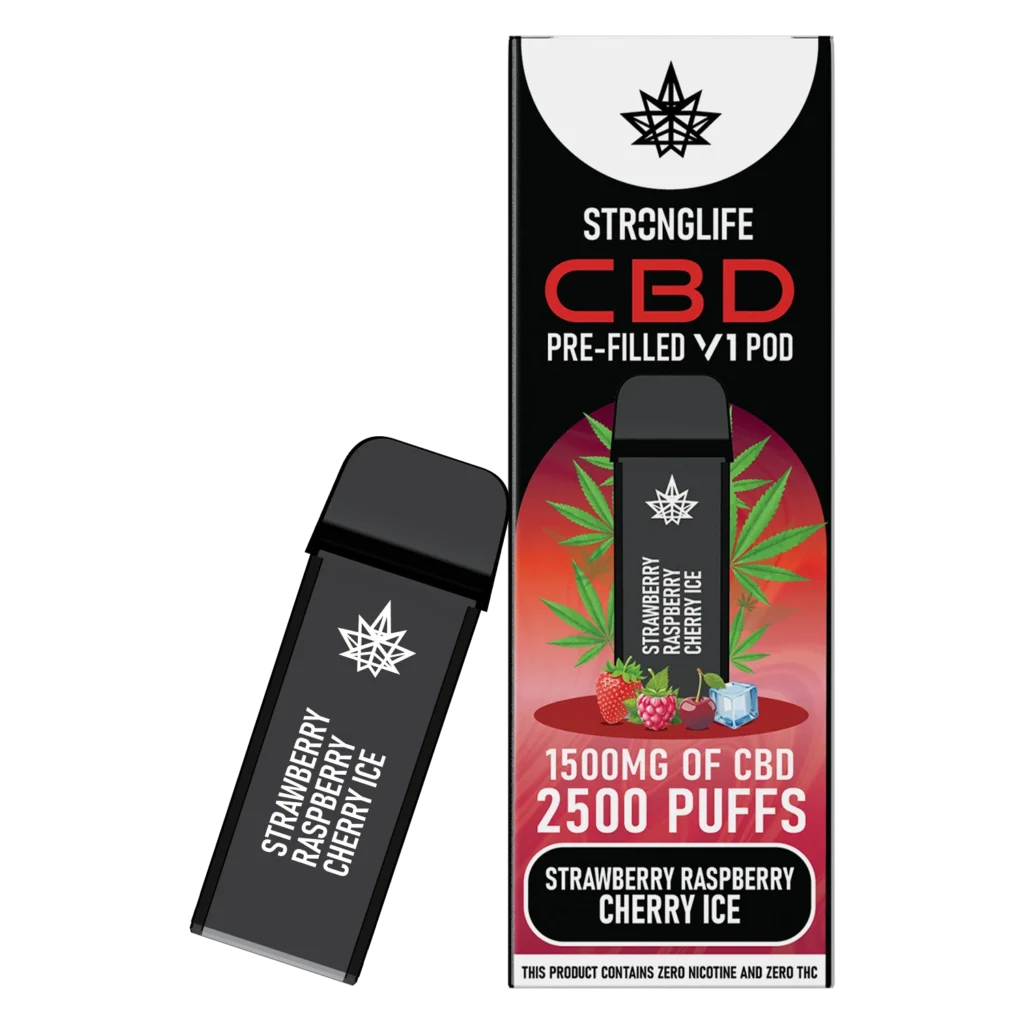 Stronglife CBD Vape Pods CBD Pod Vapes Strawberry Raspberry Cherry Ice