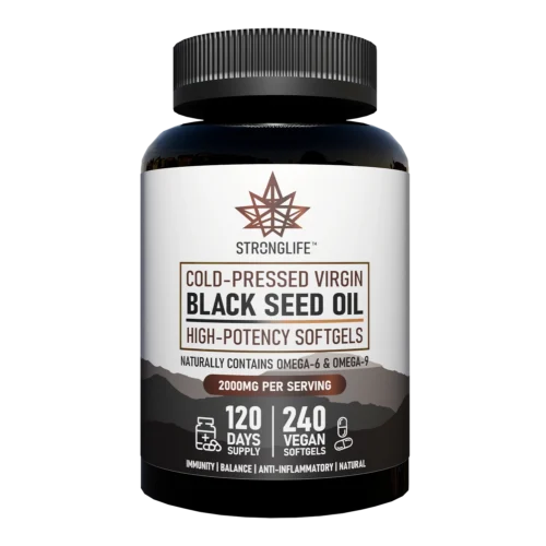 Buy Black Seed Oil Cold-Pressed Virgin with Omega-6 Omega-9 Vegan Softgels Stronglife