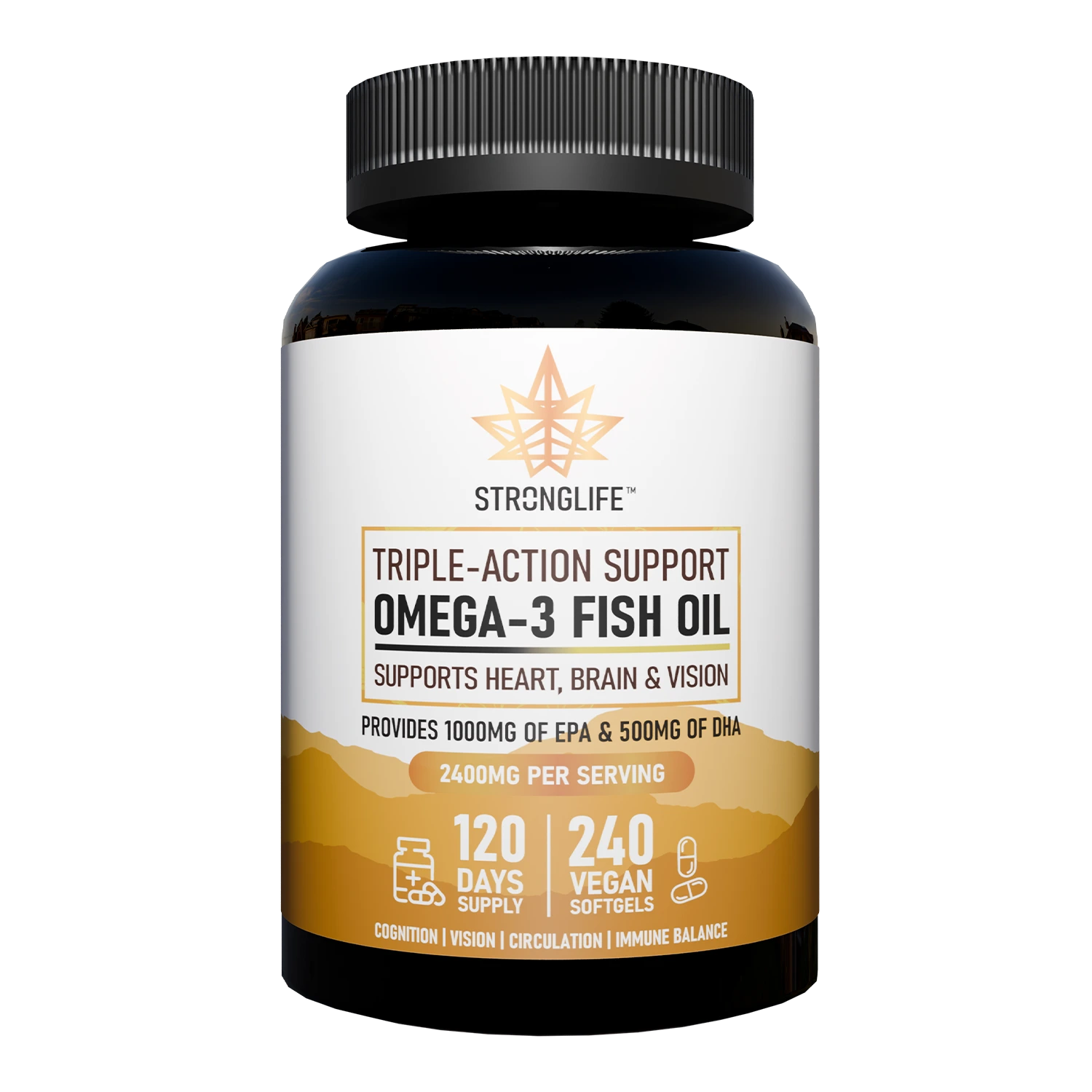 Omega Fish Oil Capsules 2400mg With Added Vitamin E