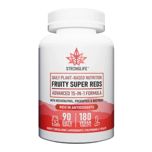 Buy Super Reds Capsules Fruity Super Reds Daily Plant-Based Nutrition Advanced 15-in-1 Formula with Resveratrol Prebiotics Beetroot Stronglife
