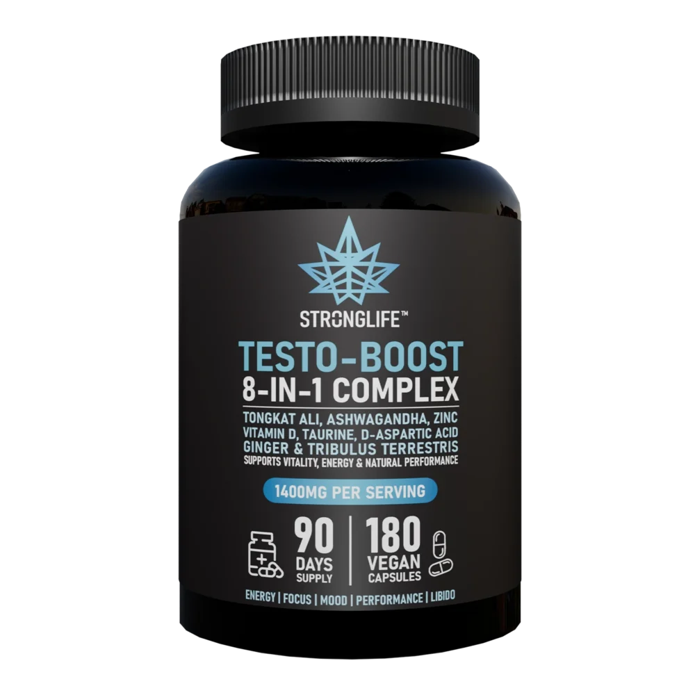 Buy Testo Boost T Boost Testosterone Boost 8-in-1 Complex Tongkat Ali Ashwagandha Zinc Vitamin D Taurine D-Aspartic Acid Ginger Tribulus Terrestris Stronglife