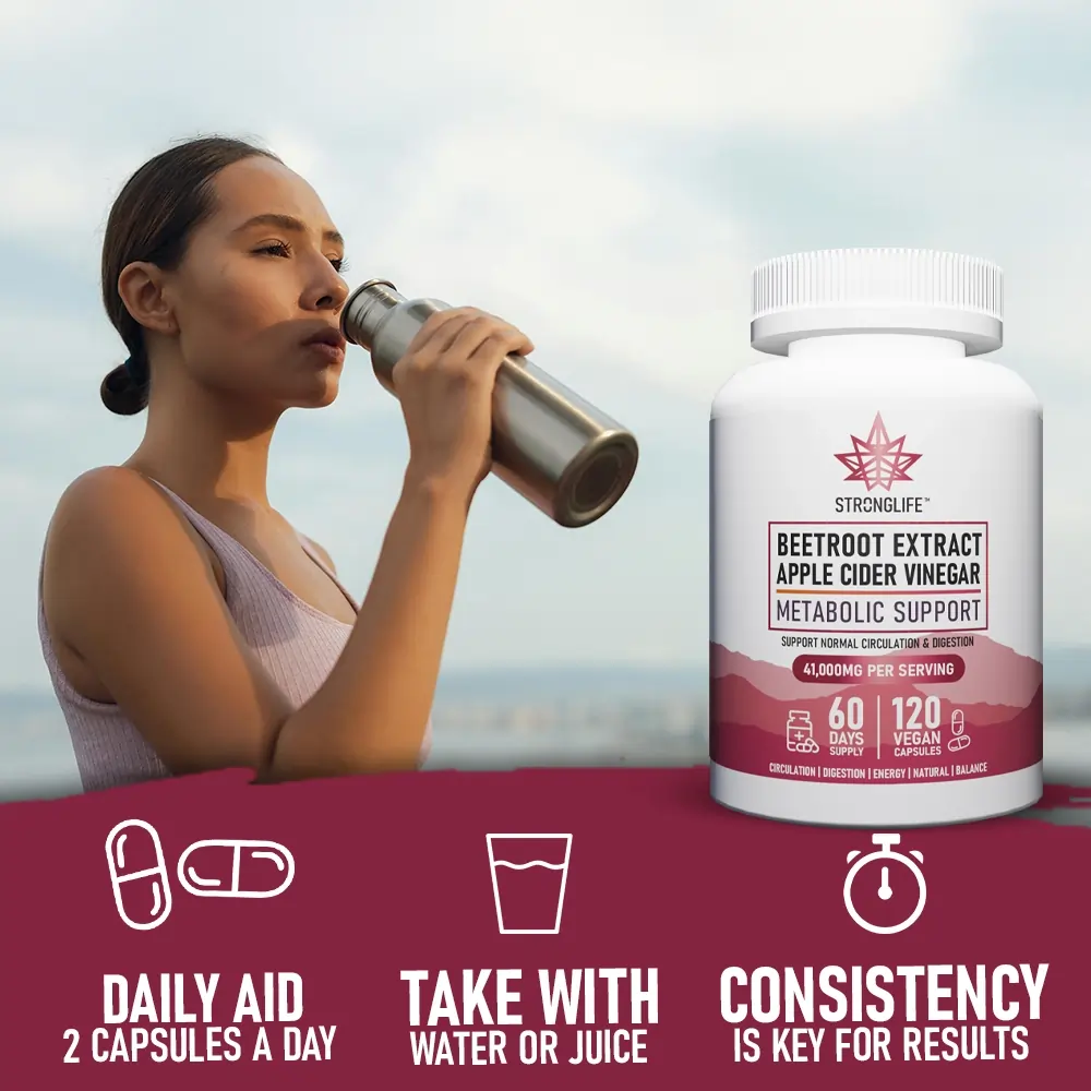 Stronglife Beetroot Extract with Apple Cider Vinegar Capsules Metabolic Support 40000mcg