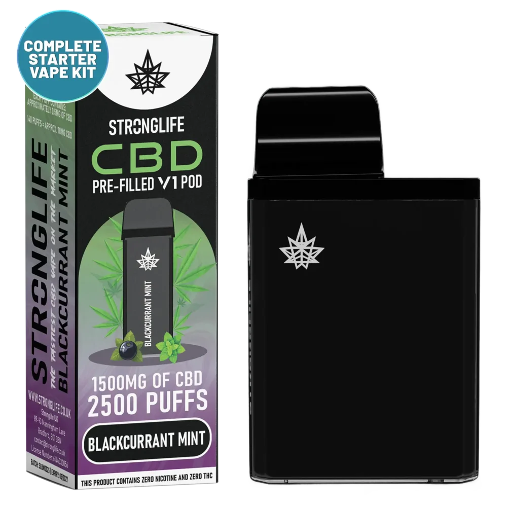 Blackcurrant Mint V1 CBD Vape Pod Starter Kit CBD Vape Pen Anxiety Pen Disposable CBD Vape Alternative