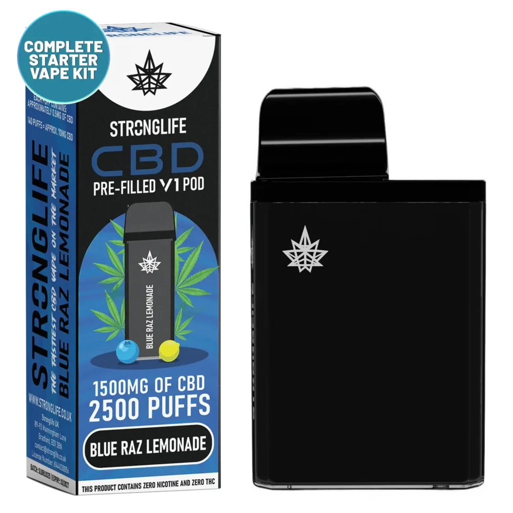 Blue Raz Lemonade V1 CBD Vape Pod Starter Kit CBD Vape Pen Anxiety Pen Disposable CBD Vape Alternative
