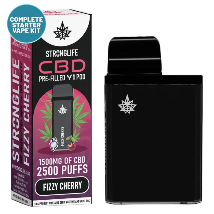 Fizzy Cherry V1 CBD Vape Pod Starter Kit CBD Vape Pen Anxiety Pen Disposable CBD Vape Alternative