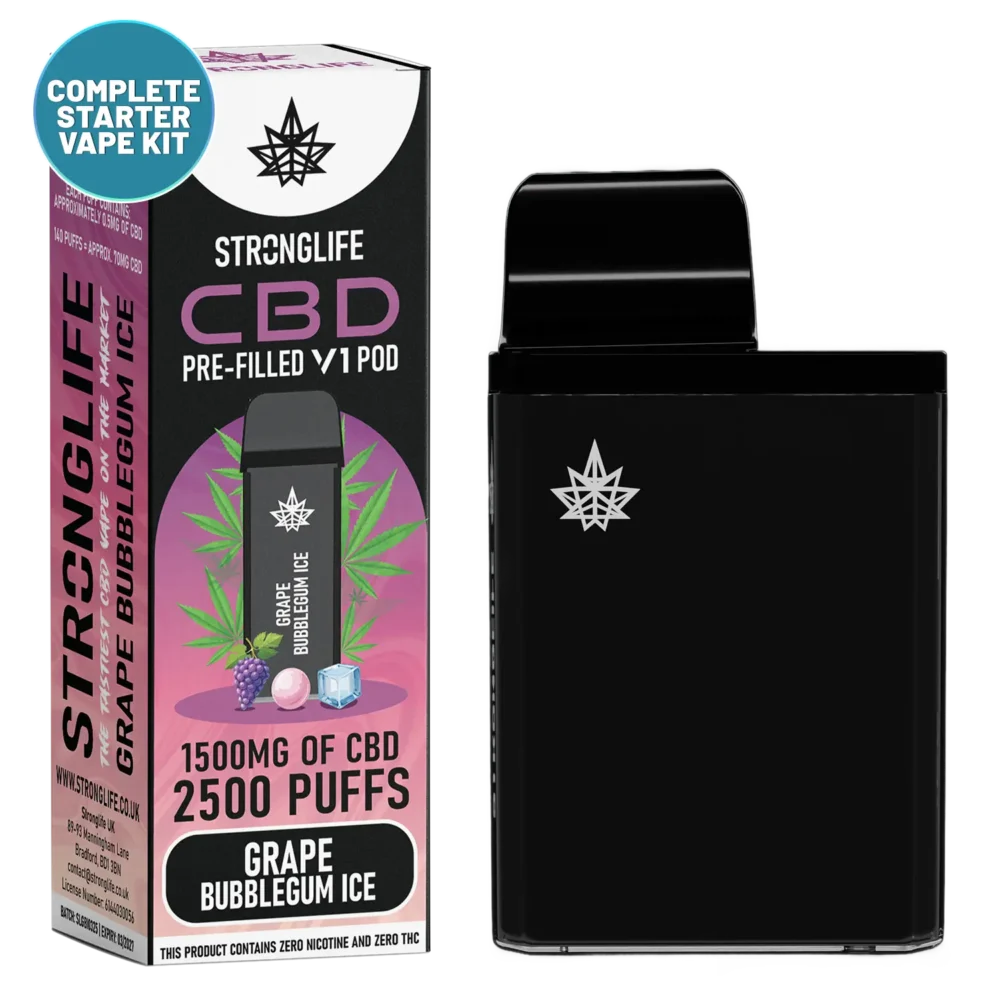 Grape Bubblegum Ice V1 CBD Vape Pod Starter Kit CBD Vape Pen Anxiety Pen Disposable CBD Vape Alternative
