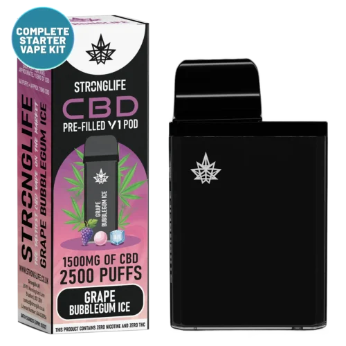 Grape Bubblegum Ice V1 CBD Vape Pod Starter Kit CBD Vape Pen Anxiety Pen Disposable CBD Vape Alternative