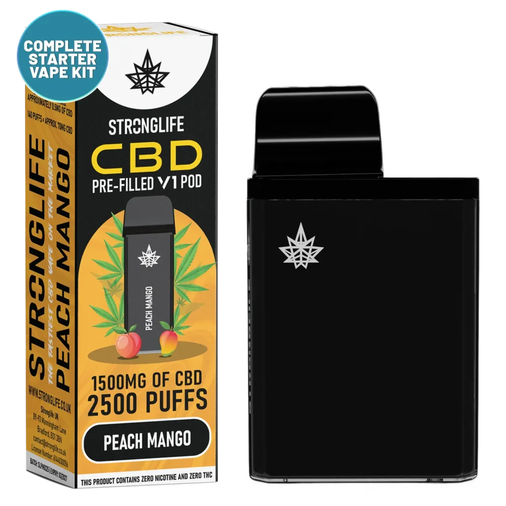 Peach Mango V1 CBD Vape Pod Starter Kit CBD Vape Pen Anxiety Pen Disposable CBD Vape Alternative