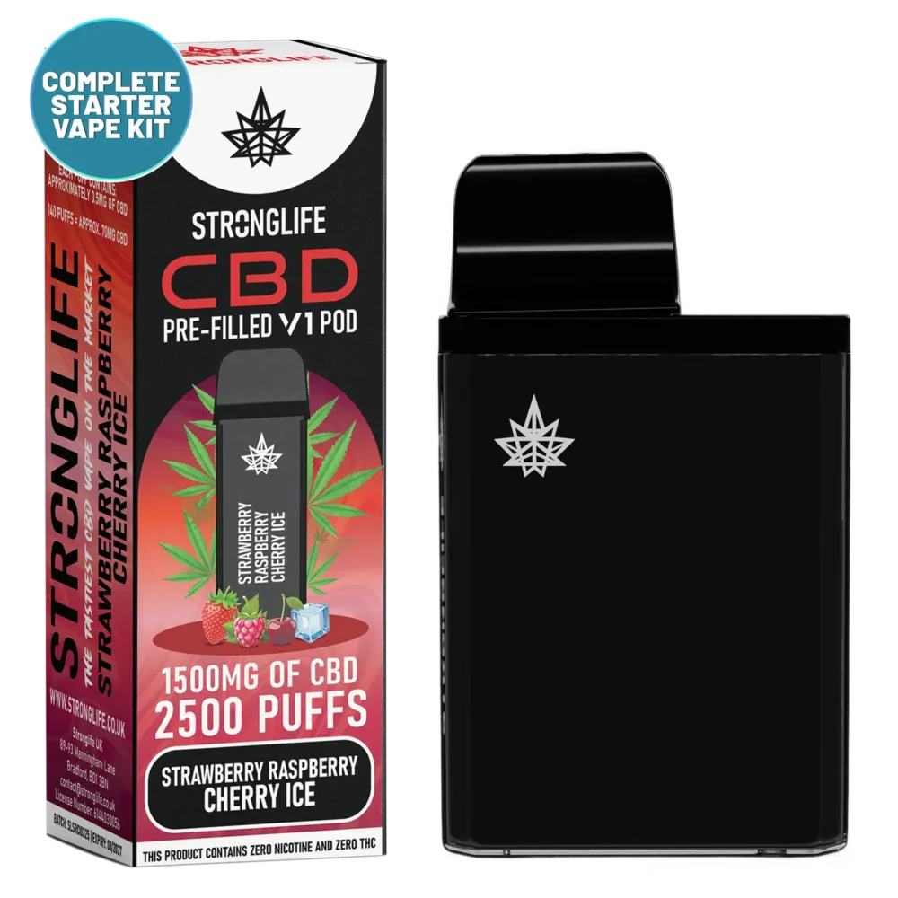Strawberry Raspberry Cherry Ice V1 CBD Vape Pod Starter Kit CBD Vape Pen Anxiety Pen Disposable CBD Vape Alternative