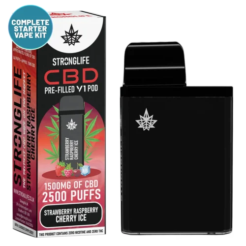Strawberry Raspberry Cherry Ice V1 CBD Vape Pod Starter Kit CBD Vape Pen Anxiety Pen Disposable CBD Vape Alternative