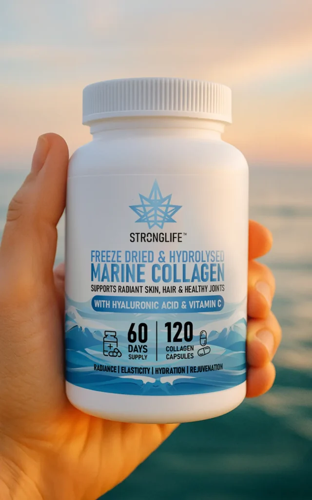 Stronglife Hydrolysed Marine Collagen Capsules Freeze Dried Hyaluronic Acid Vitamin C