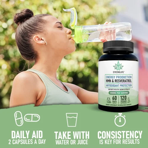 Buy NMN Resveratrol Capsules NMN Capsules Energy Production Antioxidant Protection Healthy Ageing Vitality Stronglife Consistency