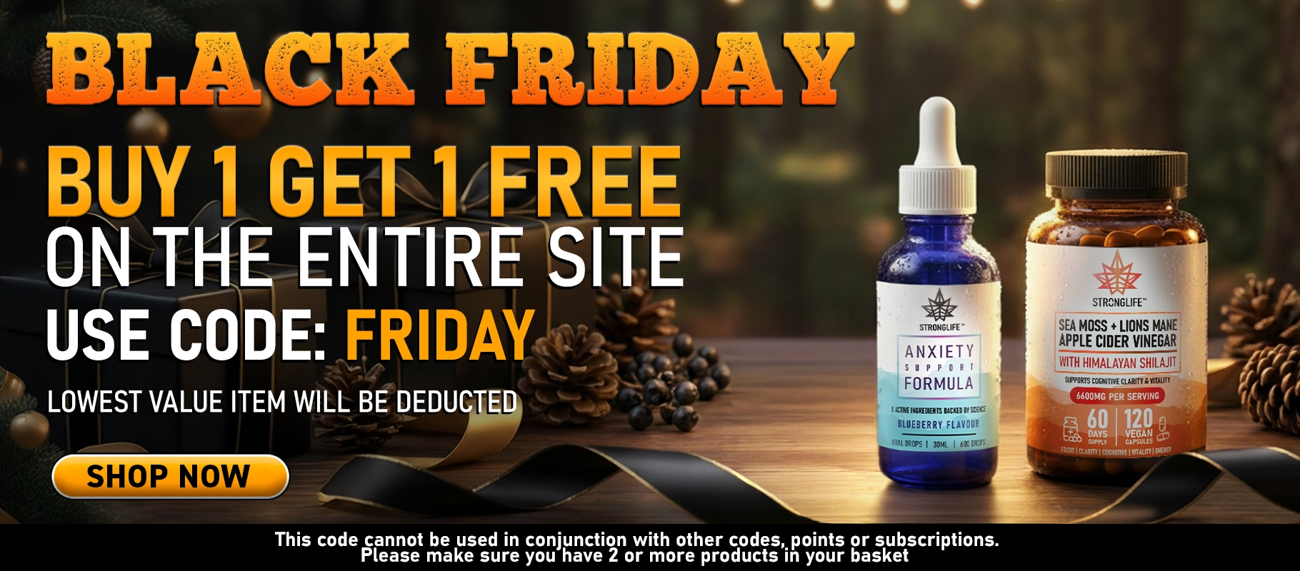 Black Friday without Oil Buy 1 Get 1 Free Banner Desktop