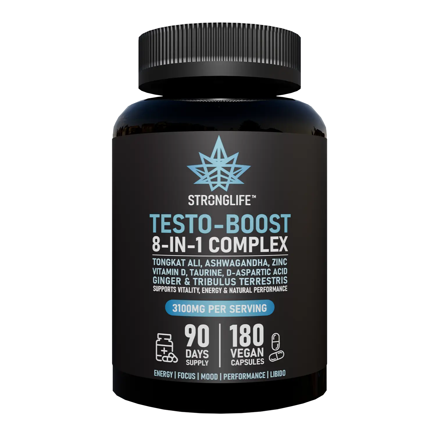 Buy Testo Boost T Boost Testosterone Boost 8-in-1 Complex Tongkat Ali Ashwagandha Zinc Vitamin D Taurine D-Aspartic Acid Ginger Tribulus Terrestris Stronglife 3100mg