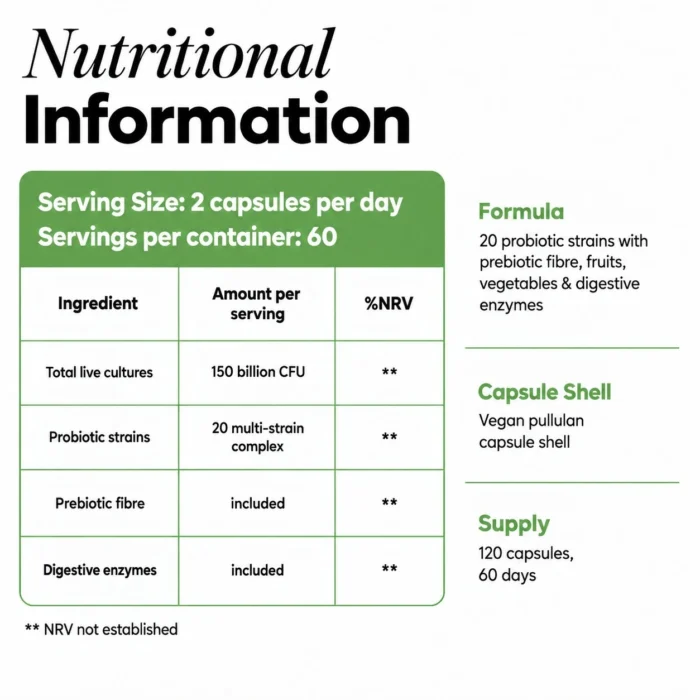 prebiotic-probiotic-complex-150-billion-cfu-20-strain-multi-culture-formula-nutritional-information