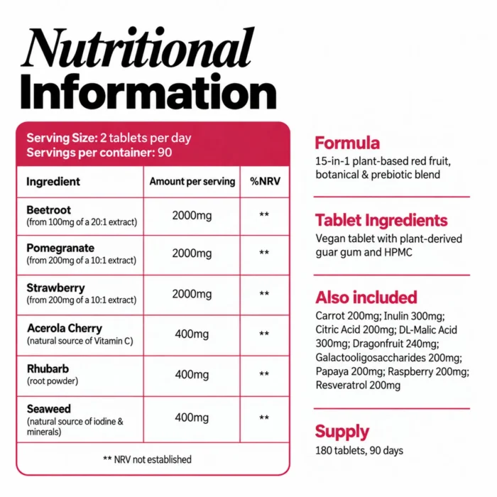 fruity-super-reds-tablets-15-in-1-plant-based-blend-nutritional-information