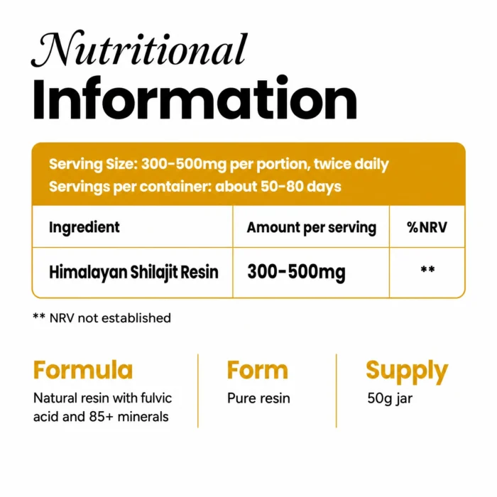 organic-himalayan-shilajit-resin-nutritional-information