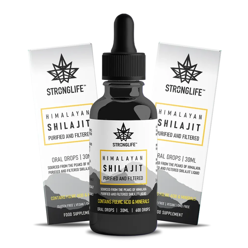 Stronglife Himalayan Shilajit Resin Drops Shilajit UK with boxes